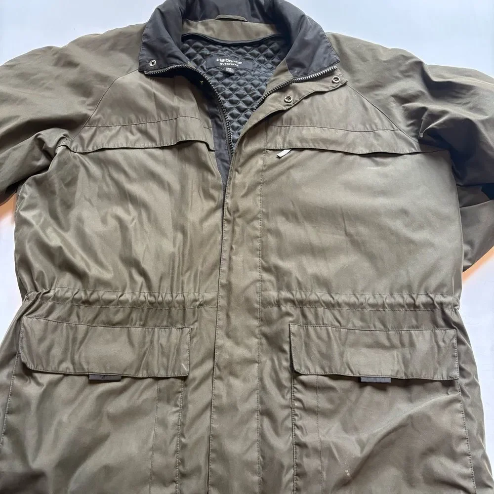 Claiborne Outerwear Men's Olive Jacket Full Zip and Snap Size Large